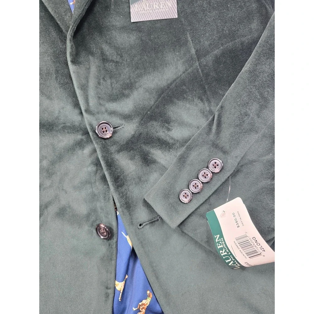 LRL Ralph Lauren Velvet Sport Coat Mens 42L Hunter Green UltraFlex Lexington NEW